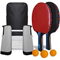Coiote Ping Pong Juego de Tenis de Mesa- Red de Tenis de Mesa Ajustable- Duradero (con 2 Raquetas- 3 Pelotas- y una Red…
